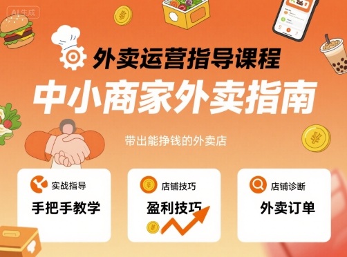 外卖运营指导课程，中小商家外卖指南，手把手带出能挣钱的外卖店-资源云