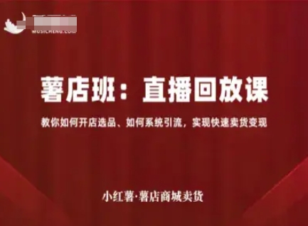 小红薯薯店商城卖货直播回放课，教你如何开店选品、如何系统引流，实现快速卖货变现-资源云