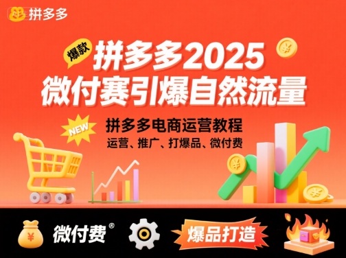 拼多多2025微付赛引爆自然流量，拼多多电商运营教程，运营、推广、打爆品、微付费-资源云