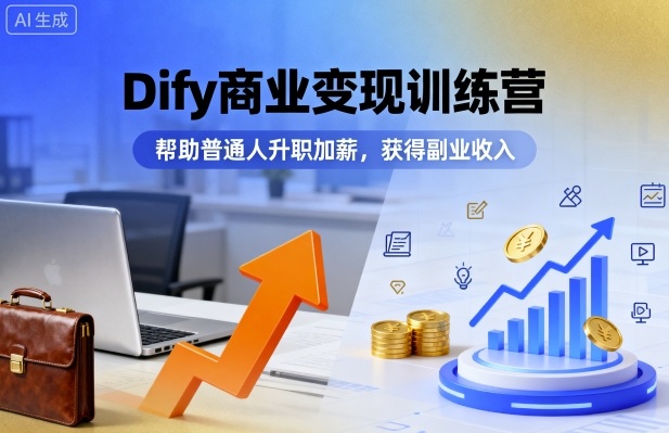 Dify商业变现训练营，帮助普通人升职加薪，获得副业收入-资源云
