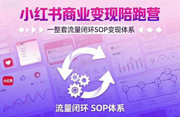 小红书商业变现陪跑营，轻IP矩阵 私域获客 聚光投流，一整套流量闭环SOP变现体系-资源云