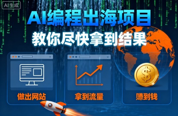 AI编程出海项目，教你尽快拿到结果-做出网站、拿到流量、賺到钱-资源云