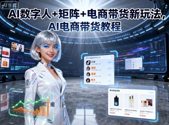 AI数字人+矩阵+电商带货新玩法，AI电商带货教程-资源云
