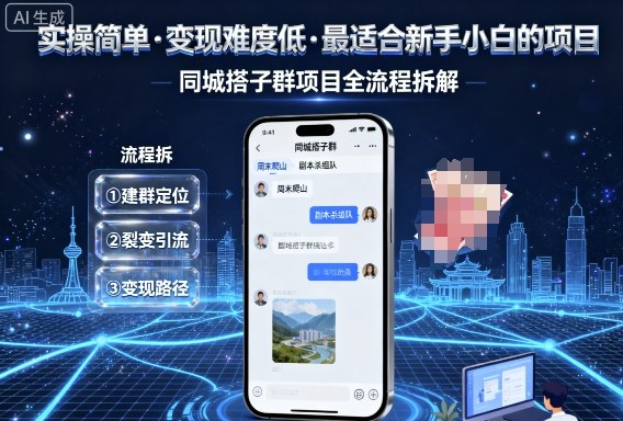 实操简单，变现难度低，最适合新手小白做的项目，每天轻松收入3张，同城搭子群项目全流程拆解-资源云