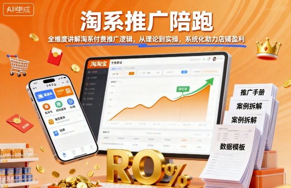 淘系推广陪跑，全维度讲解淘系付费推广逻辑，从理论到实操，系统化助力店铺盈利-资源云