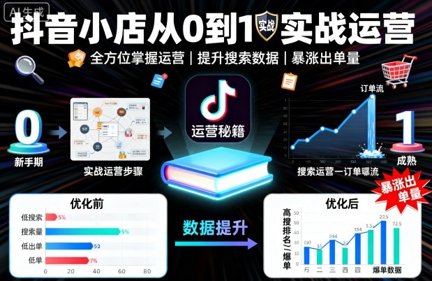 抖音小店从0到1实战运营，帮你全方位掌握小店运营，提升搜索数据与出单量-资源云
