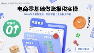 电商零基础做账报税实操快速上手，从0-1学会套账建立，做账准备，企业税务申报-资源云