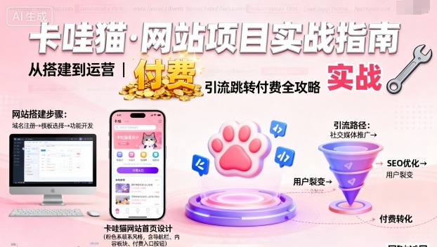 卡哇猫·网站项目，网站搭建与运营以及引流跳转付费-资源云
