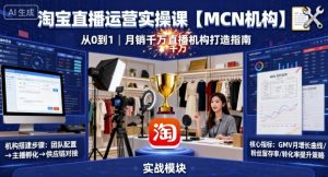淘宝直播运营实操课【MCN机构】，从0到1做一家月销千W的直播机构-资源云