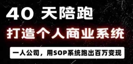 40天陪跑打造个人商业系统，一人公司，用SOP系统跑出百W变现-资源云