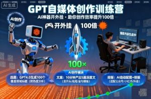 GPT自媒体创作训练营：AI神器开外挂，助你创作效率提升100倍-资源云