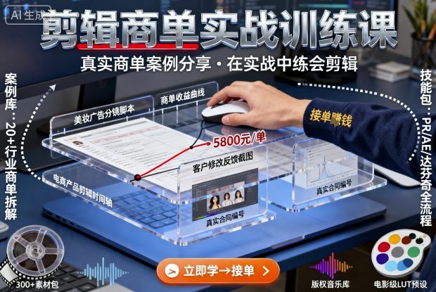 剪辑商单实战训练课，真实商单案例分享，在实战中练会剪辑-资源云