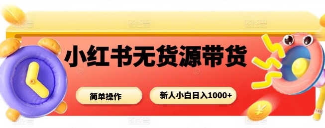 小红书无货源带货项目，简单无脑，新人小白日入多张-资源云