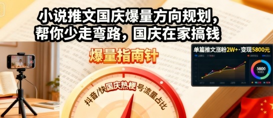 小说推文国庆爆量方向规划，帮你少走弯路，国庆在家搞钱-资源云