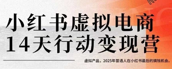 小红书虚拟电商14天变现训练营，虚拟产品，2025年普通人在小红书最后的搞钱机会（更新）-资源云