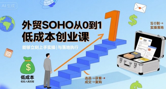 外贸SOHO从0到1低成本创业课，能够立刻上手实操与落地执行-资源云