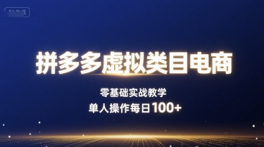 拼多多虚拟类目电商，零基础实战教学，单人操作每日100+-资源云