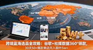 跨境蓝海选品全攻略 谷歌+社媒数据360°筛款 30天50+爆款单店月入额外5w+-资源云