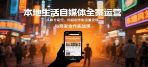 本地生活自媒体全案运营 从账号定位、内容创作到流量变现与商家合作实战课-资源云