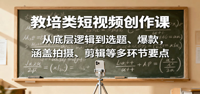 教培类短视频创作课：从底层逻辑到选题、爆款，涵盖拍摄、剪辑等多环节要点-资源云