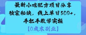 最新小吃配方项目分享独家秘诀,线上单日5张,手把手教学实操-资源云