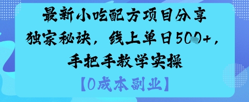 最新小吃配方项目分享独家秘诀，线上单日5张，手把手教学实操-资源云