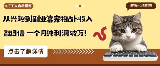 从兴趣到副业靠宠物占卜收入翻3倍一个月纯利润破W-资源云