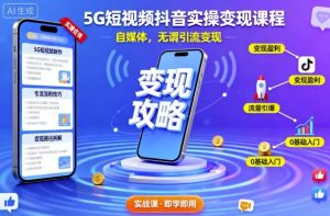 5G短视频抖音实操变现课程,自媒体,无谓引流变现-资源云
