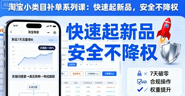 淘宝小类目补单系列课，快速起新品，安全不降权-资源云