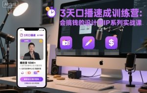 3天口播速成训练营,会搞钱的设计师IP系列实战课-资源云