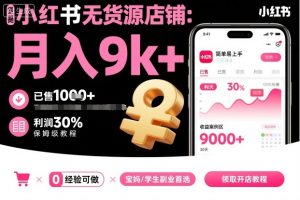 小红书无货源店铺项目,简单易上手,月入9k+,保姆级教程-资源云