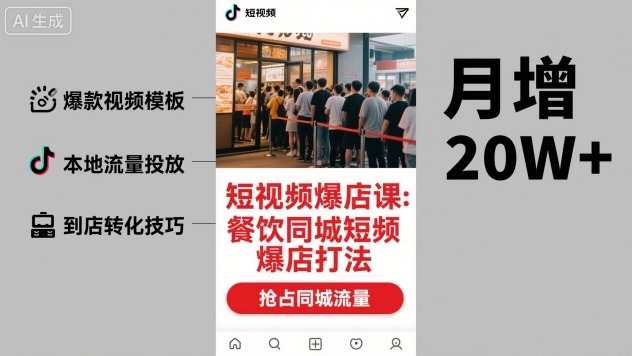 短视频爆店课，餐饮同城短视频爆店打法-资源云