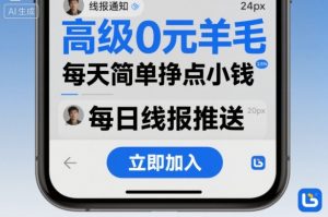 高级0元羊毛线报社群项目，每天简单挣点小钱-资源云