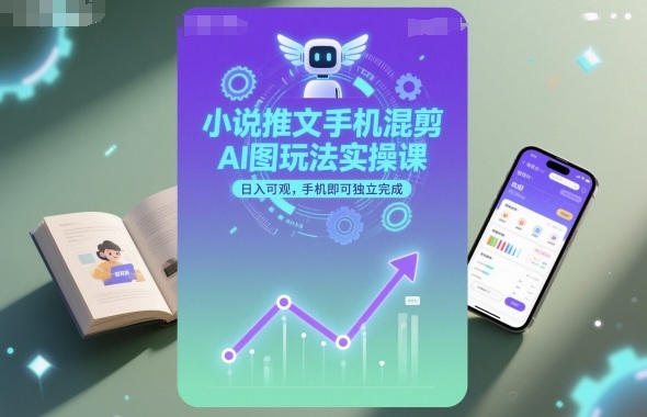 小说推文手机混剪AI图玩法实操课，日入可观，手机即可独立完成-资源云