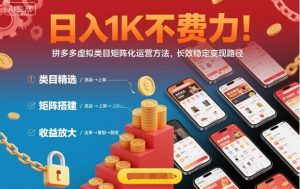 日入1K不费力!拼多多虚拟类目矩阵化运营方法,长效稳定变现路径-资源云