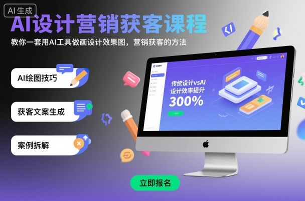 AI设计营销获客课程，教你一套用AI工具做画设计效果图，营销获客的方法-资源云
