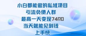 2025年小白都能做的私域项目引流负债人群最高一天变现1k+高变现难度低当天就能见到钱上手快-资源云