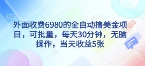 外面收费6980的全自动撸美刀项目,可批量,每天30分钟,无脑操作,当天收益5张【揭秘】-资源云