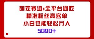 萌宠赛道，全平台通吃，精准粉丝高客单，小白也能轻松月入5k-资源云