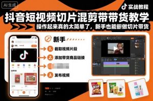 抖音短视频切片混剪带货教学,操作起来真的太简单了,新手也能做切片带货-资源云