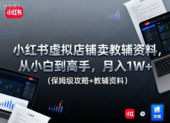 小红书虚拟店铺卖教辅资料，从小白到高手，月入1W+（保姆级攻略+教辅资料）-资源云