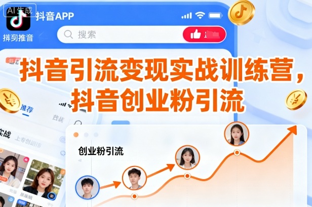抖音引流变现实战训练营，抖音创业粉引流-资源云