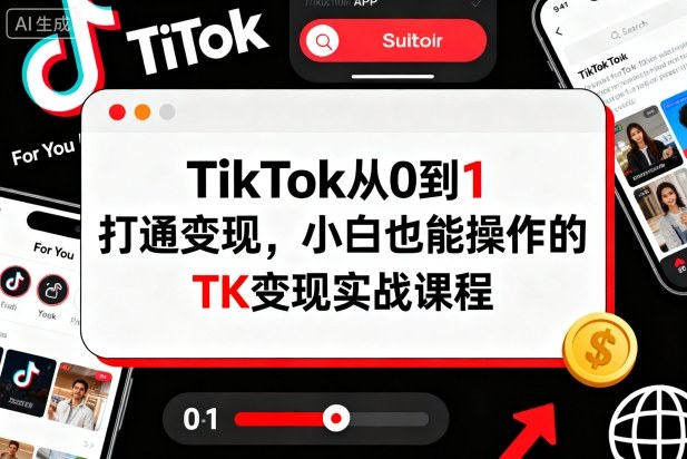 TikTok从0到1打通变现，小白也能操作的TK变现实战课程-资源云