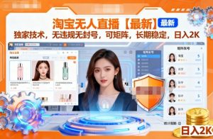 淘宝无人直播【最新】,独家技术,无违规无封号,可矩阵,长期稳定,日入2K【揭秘】-资源云