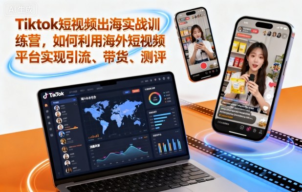 Tiktok短视频出海实战训练营，如何利用海外短视频平台实现引流、带货、测评-资源云