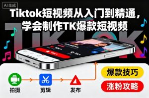 Tiktok短视频从入门到精通,学会制作TK爆款短视频-资源云