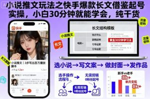 小说推文玩法之快手爆款长文借鉴起号实操，小白30分钟就能学会，纯干货-资源云