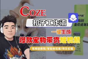 Coze扣子智能体工作流一键生成“爆款宠物带货“短视频，全流程保姆级教学-资源云