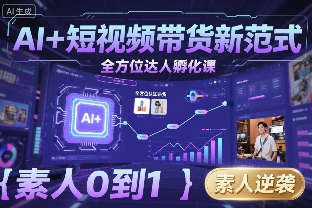 AI+短视频带货新范式全方位达人孵化课，素人也可以从0到1，全方位认知短视频带货-资源云