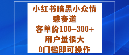 小红书暗黑小众情感赛道，客单价100-300+用户量很大，0门槛即可操作-资源云